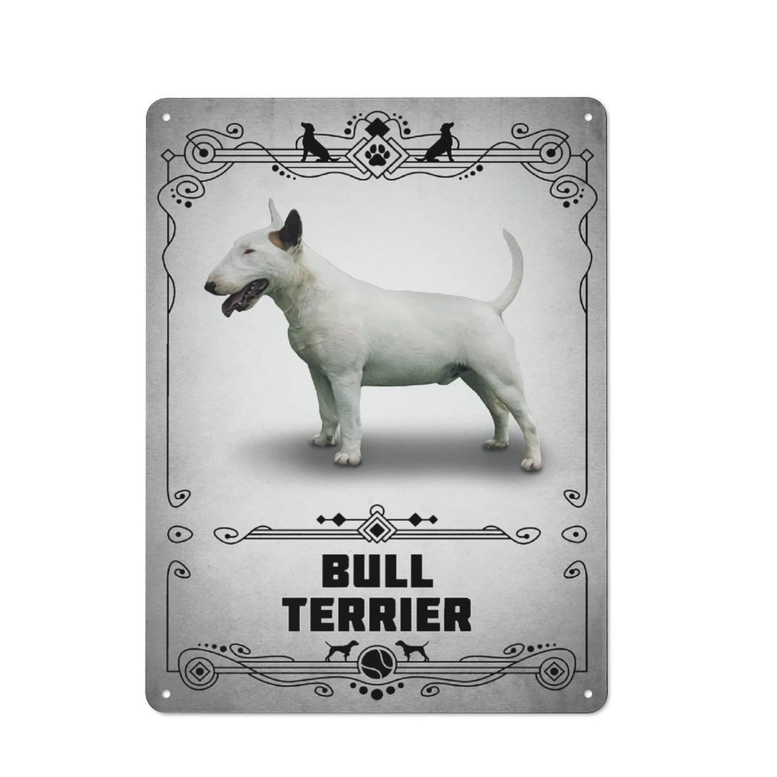 Junmoney Style-6 Bull Terrier Retro Tin Wall Plaque 40X30cm For Hobby Room Or Studio, For Garage, Workshop And Man Cave Decoration