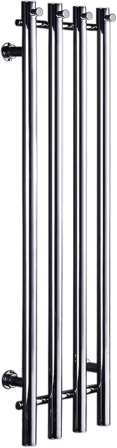 MUSUMI Towel Warmer, Electric Heated Towel Rail, Wall Mounted 4 Bars Vertical Heated Towel Warmer Rail Robe Holder Rack Bathroom Accessories 90W, Plugin