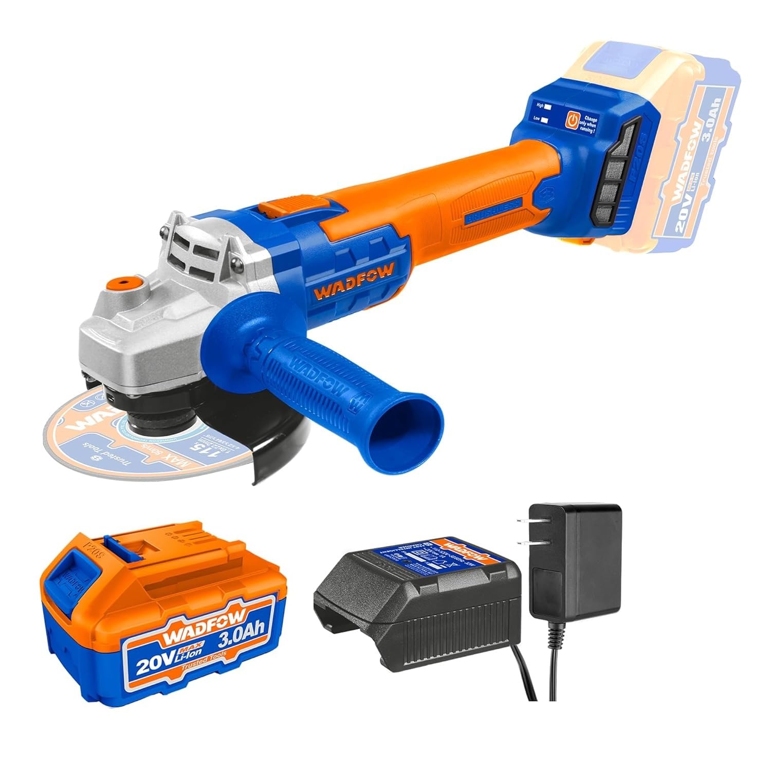 WADFOW Cordless Angle Grinder, Brushless Motor, Cutter machine with Battery and Charger, Variable speed adjustment,Angle Grinder, M10, 3000/9000rpm, for Cutting and Grindering (B0CXP7SJ1M) Amazon Price History, Amazon Price Tracker