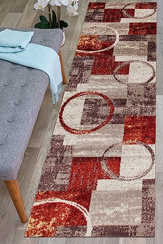 Contemporary Abstract Circle Design Multi Soft 2' X 7'2" Indoor Area Rug Runner #TOP3