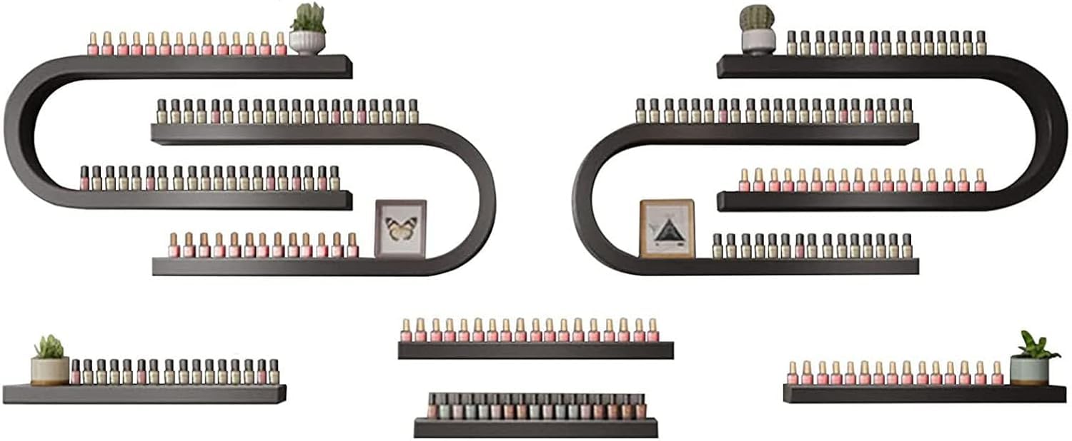 KEuLen Scaffali per Smalti per Unghie Montati Parete, Organizzatore for scaffali polacchi a Parete, Supporto Multifunzionale for Salone/Bellezza/Negozio di Unghie(White,8-Piece Set)