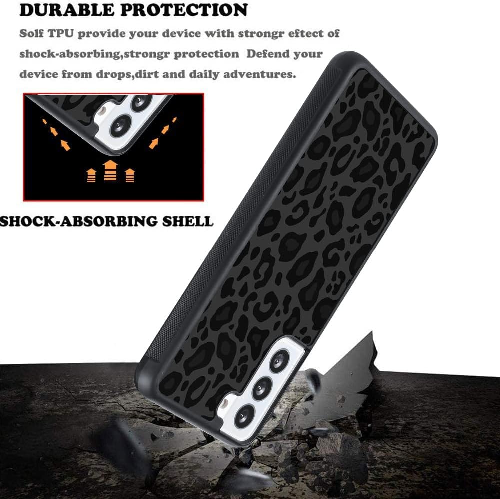 KANGHAR Case Compatible with Galaxy S21 FE,Black Leopard Design,Tire Texture Non-Slip +Shockproof Rugged TPU Protective Case for Samsung Galaxy S21 FE(2021) Leopard Pattern