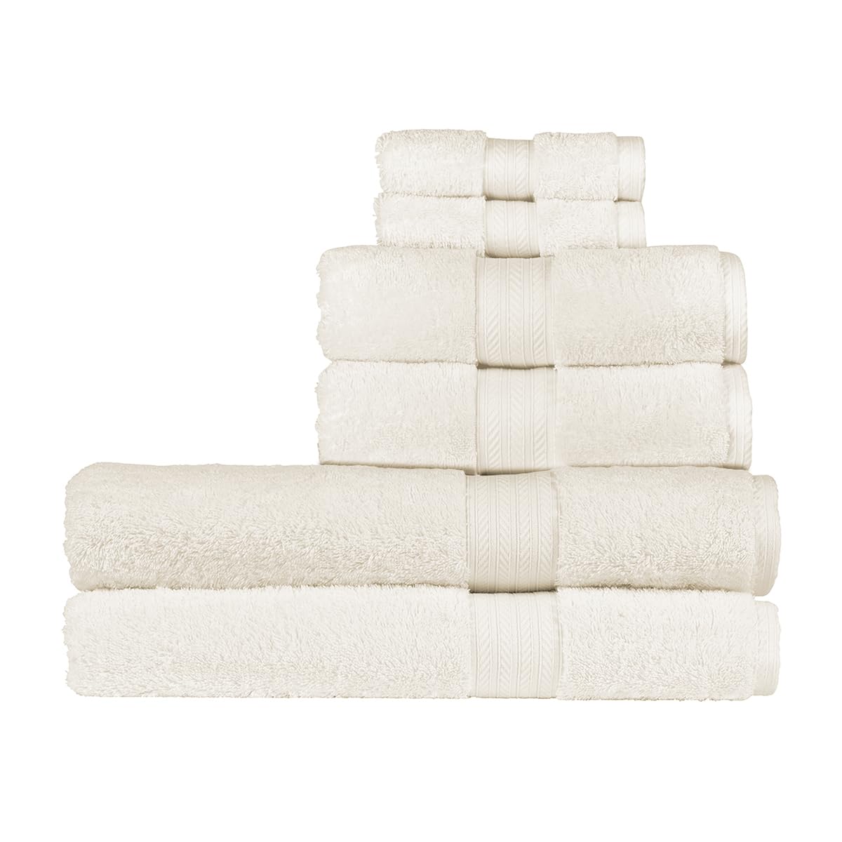 Christy Renaissance 6 Piece Bath Sheet Set | Parchment Off-White | 100% Egyptian Cotton Pile | Luxuriously Soft and Super Absorbent | 675 GSM | 2 Bath Sheets 2 Hand Towels 2 Face Cloths