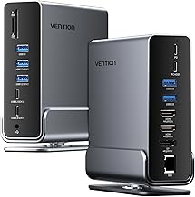 Station d'accueil USB C, 16 en 1 pour Ordinateur Portable, 2 écrans (2 x 4 K HDMI + DP), Thunderbolt 3/4 Compatible avec Dell/HP/Lenovo, USB 10 Gbps, Power Delivery, Gigabit Ethernet, SD/TF