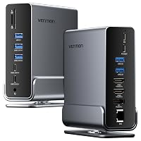 Docking Station USB C, 15-IN-1 Laptop dock station 3 Monitor (2x 4K@60Hz HDMI + DP)