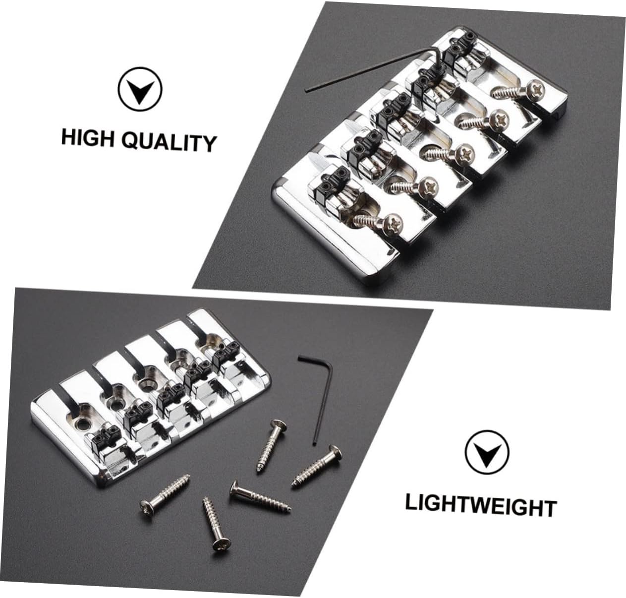YARNOW 5 String Fixed Tailpiece Bridge for Electric Guitar Metal Saddle Bridge Accessory GA1021A Suitable for Bass Guitar