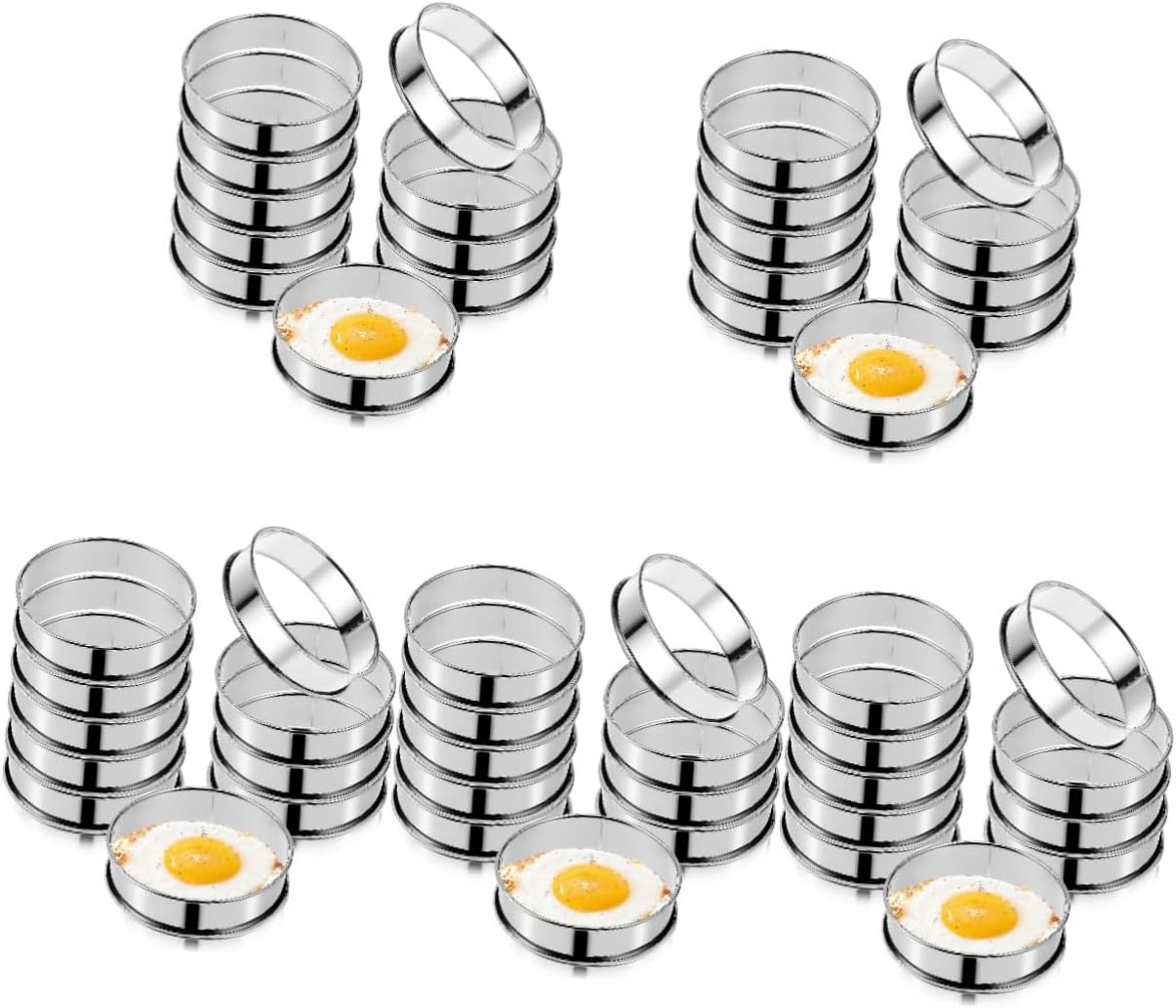 PRETYZOOM 50pcs Egg Ring Tart Ring Non-stick Muffin Baking Tool Portable Lightweight for Muffins Cookies