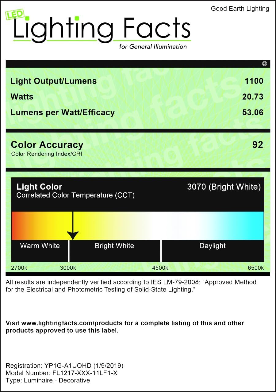 Good Earth Lighting Jordan 11-inch LED Flush Mount – Satin Nickel, Dimmable, 1100 Lumen, 3000K, 50,000 Hour Rated Lamp Life