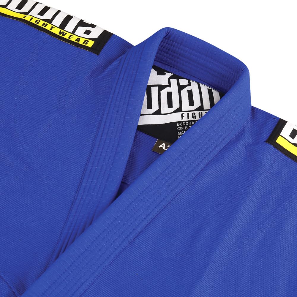 Buddha Fight Wear -Kimono Premium Infinity schwarz Jiu Jitsu Brasilianer / BJJ Gi mit weißem Gürtel, Unisex Erwachsene