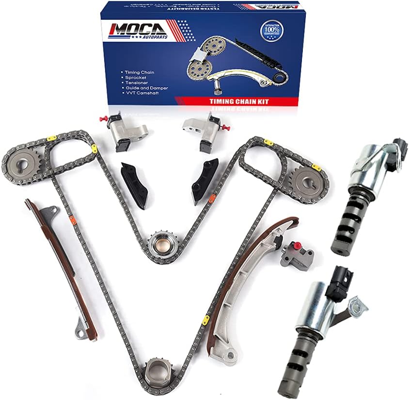 MOCA Timing Chain Kit & Variable Valve Timing Solenoids Fit 2005-2015 for Toyota Tacoma 4.0L & 2003-2009 for Toyota 4Runner 4.0L (24 Valve), Eng Code "1GRFE"
