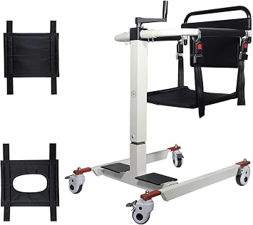 Patient Lift Transfer Chair, Patient Lift for Home Wheelchair Portable Car Lift Bedside Commode Chair Steel Lift Aid, Adjustable Height for Caregivers Elderly Living Manual Button