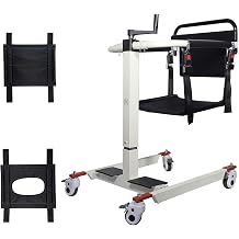 Patient Lift Transfer Chair for Car, Portable Wheelchair Car Lift Bedside Commode Chair Steel Lift Aid, Adjustable Height Bathroom Wheelchair for Caregivers Elderly Living Standard