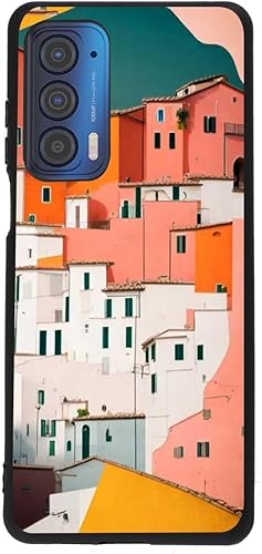 Compatible con Motorola Moto Edge 2021Edge 5G UW House Case, arte de color mínimo, diseño de paisaje estético para Moto Case Niñas Niñas Niños Funda