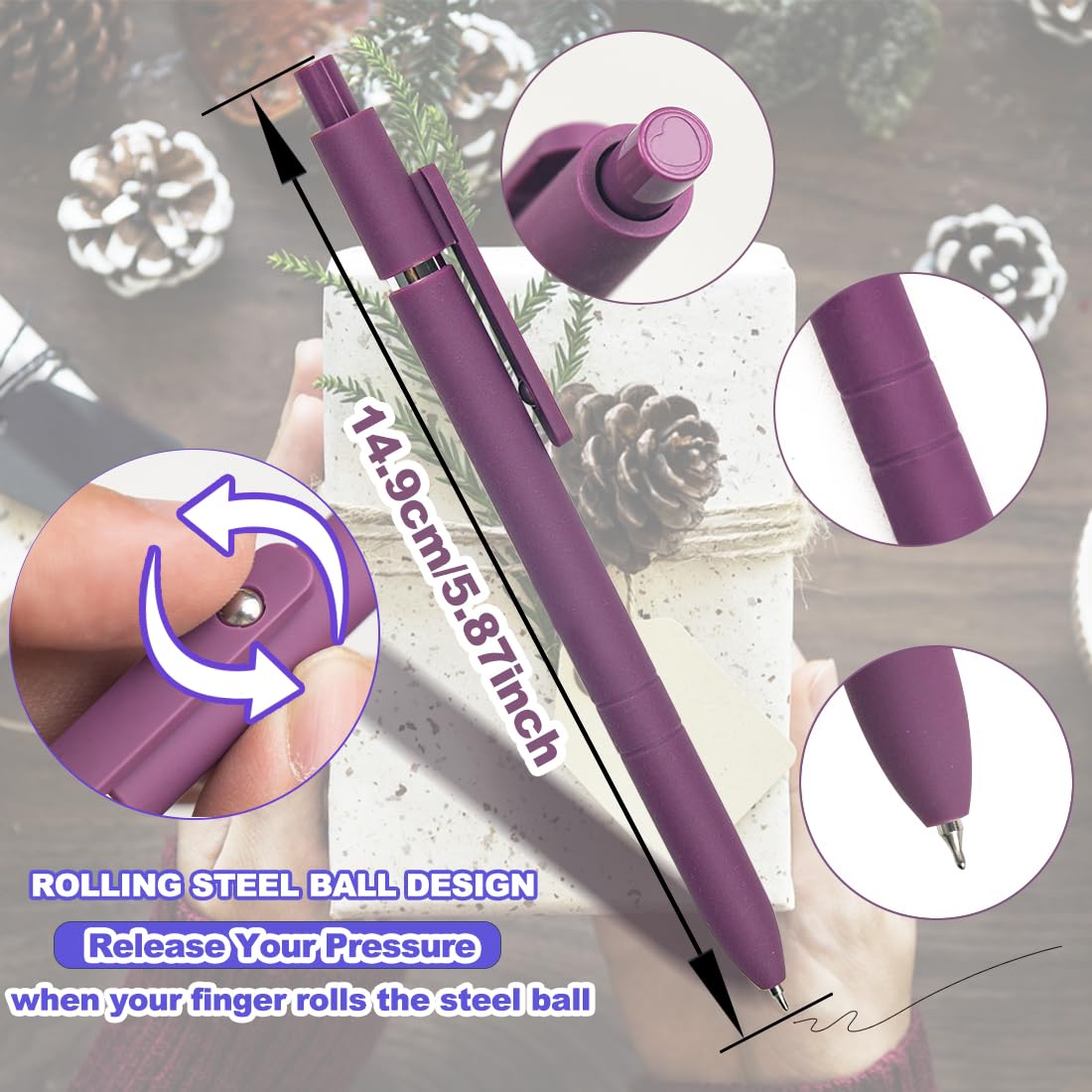 ELANE Bunte Gelstifte, 0,5 mm feine Spitze, schnell trocknend, schwarze Tinte für Tagebuch, Notizen, Schreiben, High-End-Serie, Stifte für Geschenke für Arzt, Krankenschwester, Lehrer, Studenten, 6