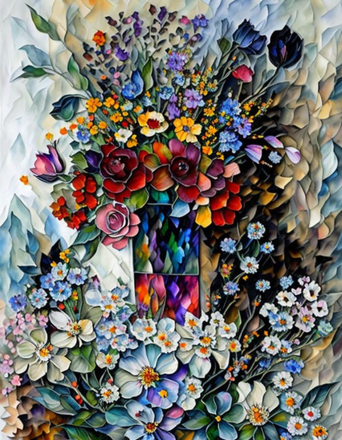 Bouquet de fleurs des champs aquarelle pour salon bohème toile 58x90 cm