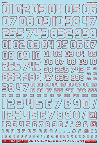 1/100 GM ナンバーデカール No.4 「ラインシェイプ」 レッド