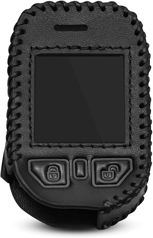 Leather Car Key Case Fit for Compustar Prime T11 RF-P2WT11-SS | Fit for T12 RFX-P2WT12-SS, Black Car Key Leather Remote Cover