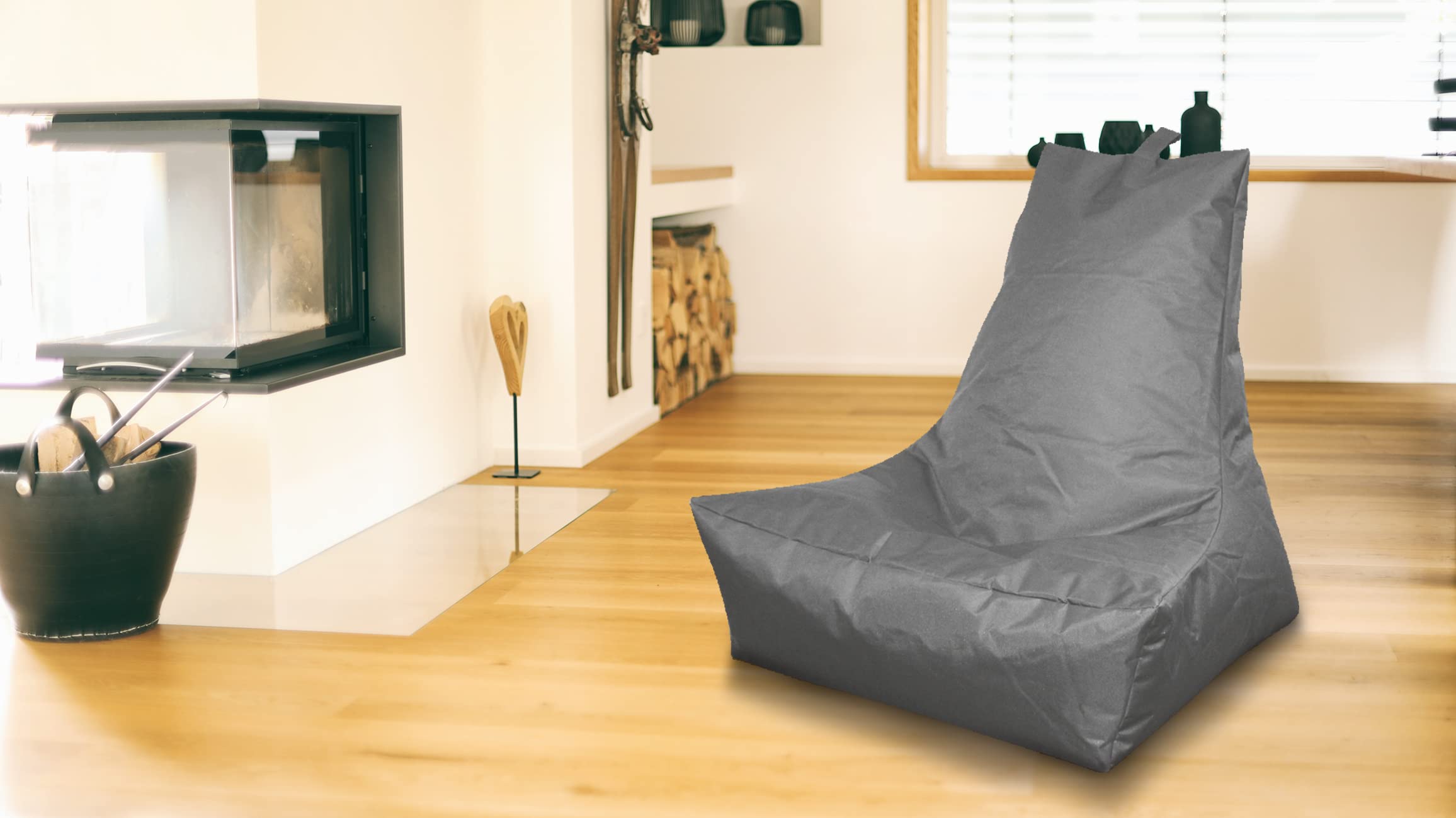 Mesana XXL Lounge-Sessel, ca. 100x90x80 cm, Sitzsack für Outdoor & Indoor, wasserabweisend, Farbe grau