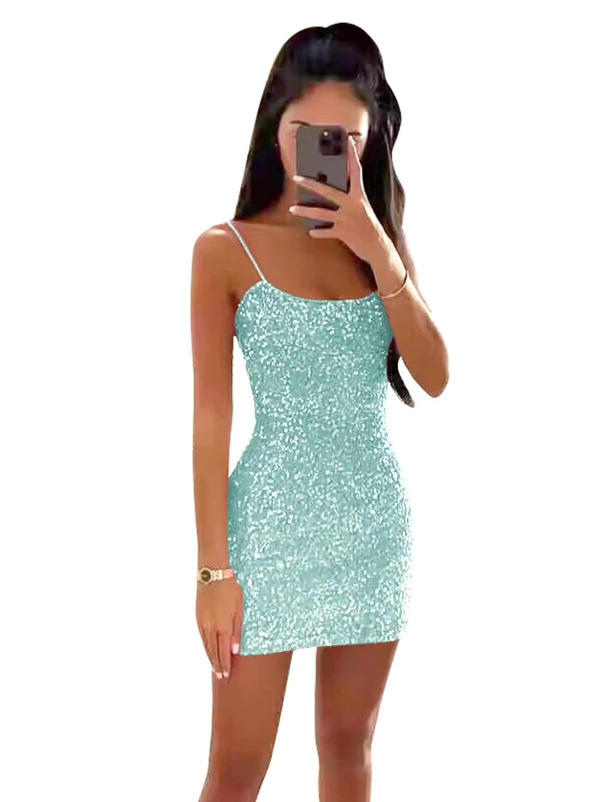 Robe de bal courte moulante vert menthe col bénitier à paillettes ado 02 - 8