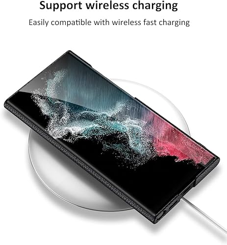 Miniatura 4 de Funda para Galaxy S22 Ultra, funda de piel con textura de Litchi con soporte magnético ultradelgado, soporte de carga inalámbrica, funda para