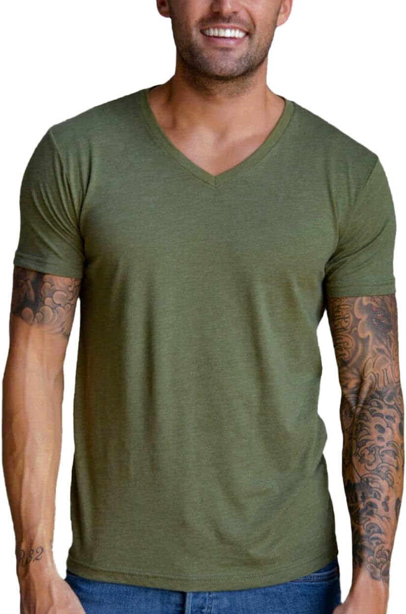 INTO THE AM Premium V Neck T Shirts for Men – Modern Fitted Tees S – 2XL Vneck Undershirts