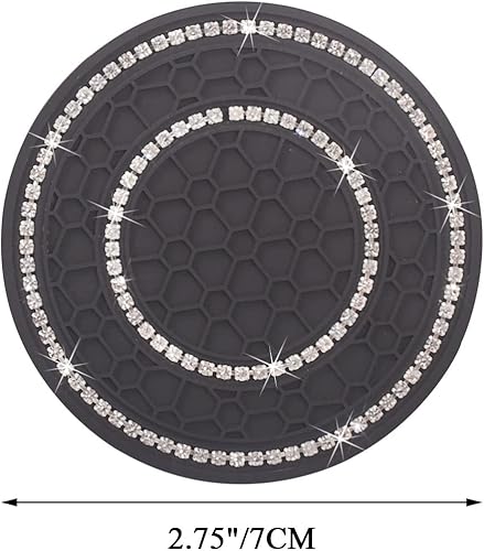 Miniatura 6 de Portavasos universal con diamantes de imitación para automóvil, decoración de accesorios de automóvil, 2.75 pulgadas, de silicona, antideslizante,