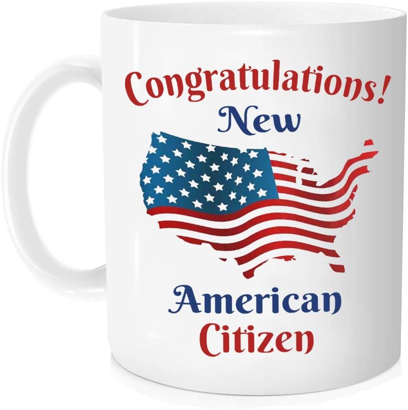 RUAN HOME New Citizen Mug - Citizenship Gift With American Flag For Proud Us Men And Women 11 ounce White LL-L0094