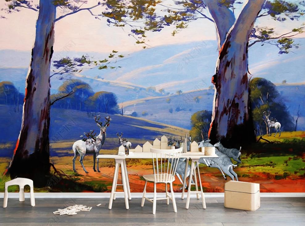 Papier peint forêt et cerf au format poster géant mural pour une sensation d'évasion