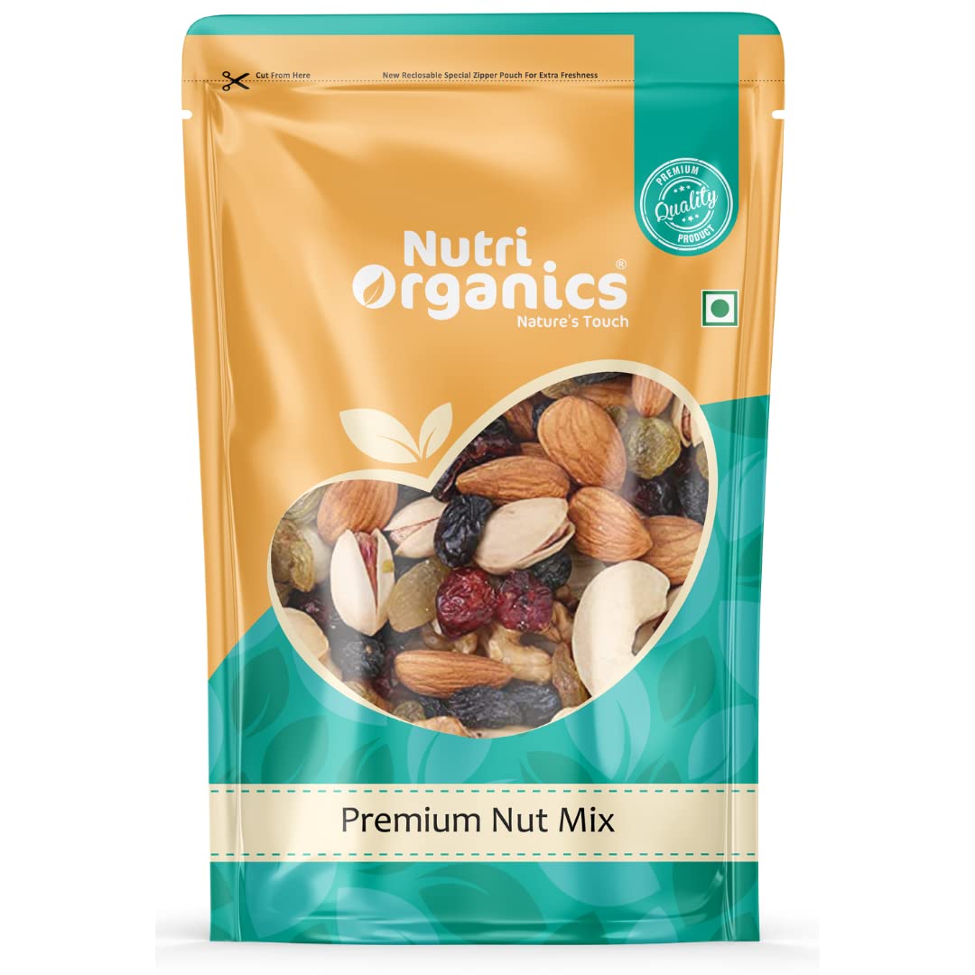NutriOrganics 100% Natural Premium Mix Dry Fruits 200G With Almonds Cashew Kishmish Apricot Black Raisins Cranberry Pumpkin Seeds Sunflower Seeds Nuts And Dry Fruits