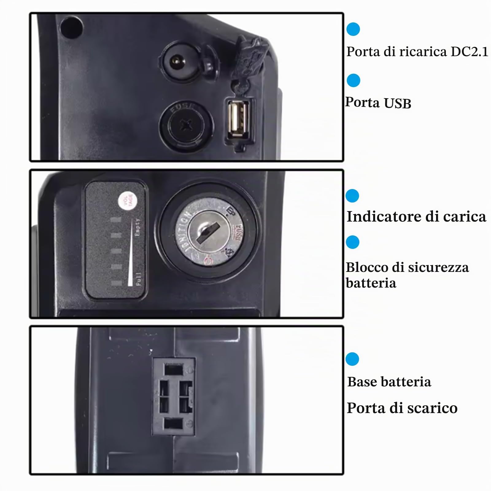 Batterie per e-bike da 36V/48V 15,6Ah/18Ah/21Ah/10,4Ah/12,8Ah/14Ah Compatibili con le batterie per e-bike Argento Mini Max // Argento Piuma (48V 12.8AH)