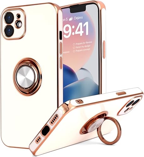 Funda diseñada para iPhone 11, soporte de anillo giratorio de 360 integrado, soporte magnético de silicona suave, cubierta protectora ultra delgada