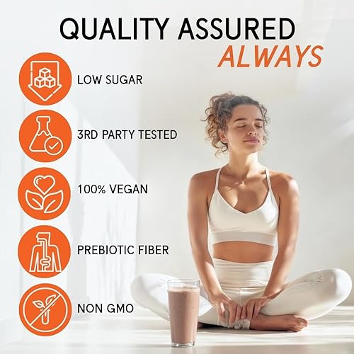 Miniatura 7 de Proteína de cebada de chocolate en polvo, 0.71 oz de proteína vegana a base de plantas, proteína de guisante, proteína de arroz, fibra prebiótica,