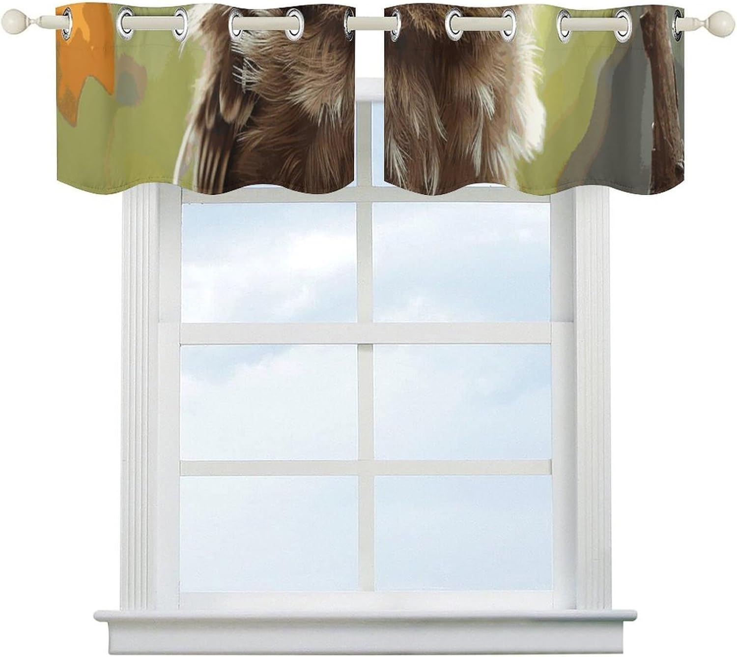 Real Cute Baby Owls Valances for Window 2 Panels. Light Filtering Curtains Farmhouse Short Small Valance.Modern Curtains for Windows Living Room Kitchen Over Sink.