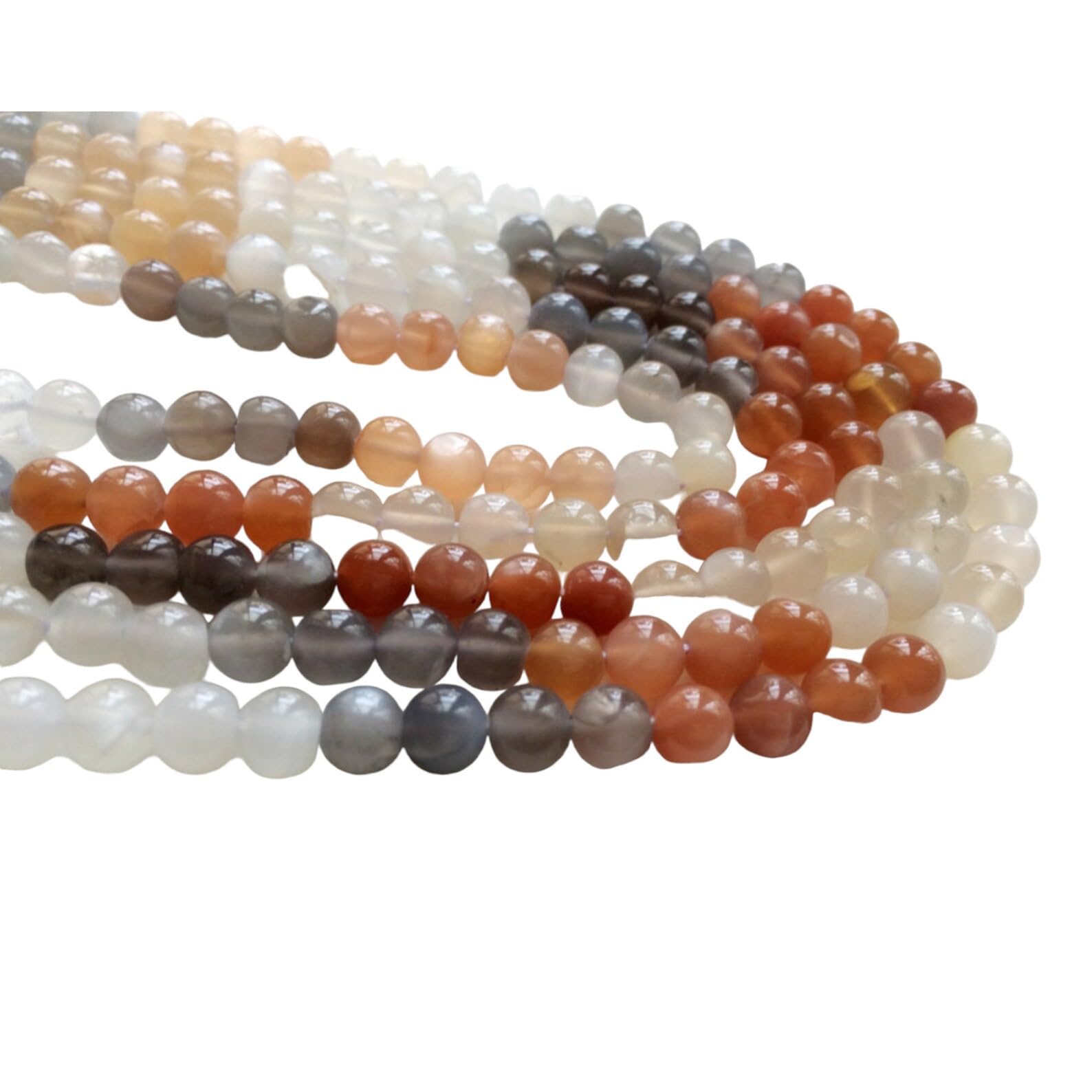 Perles multi-pierre de lune de 6mm pour création de collier de 6,5 pouces