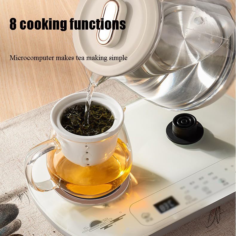 Bouilloire électrique 1L, Machine à thé en Verre Double avec Chaud de Tasse, contrôle Tactile 600W, réglages à 11 températures, Garder au Chaud, arrêt Automatique sûr pour Le Bureau à Domicile