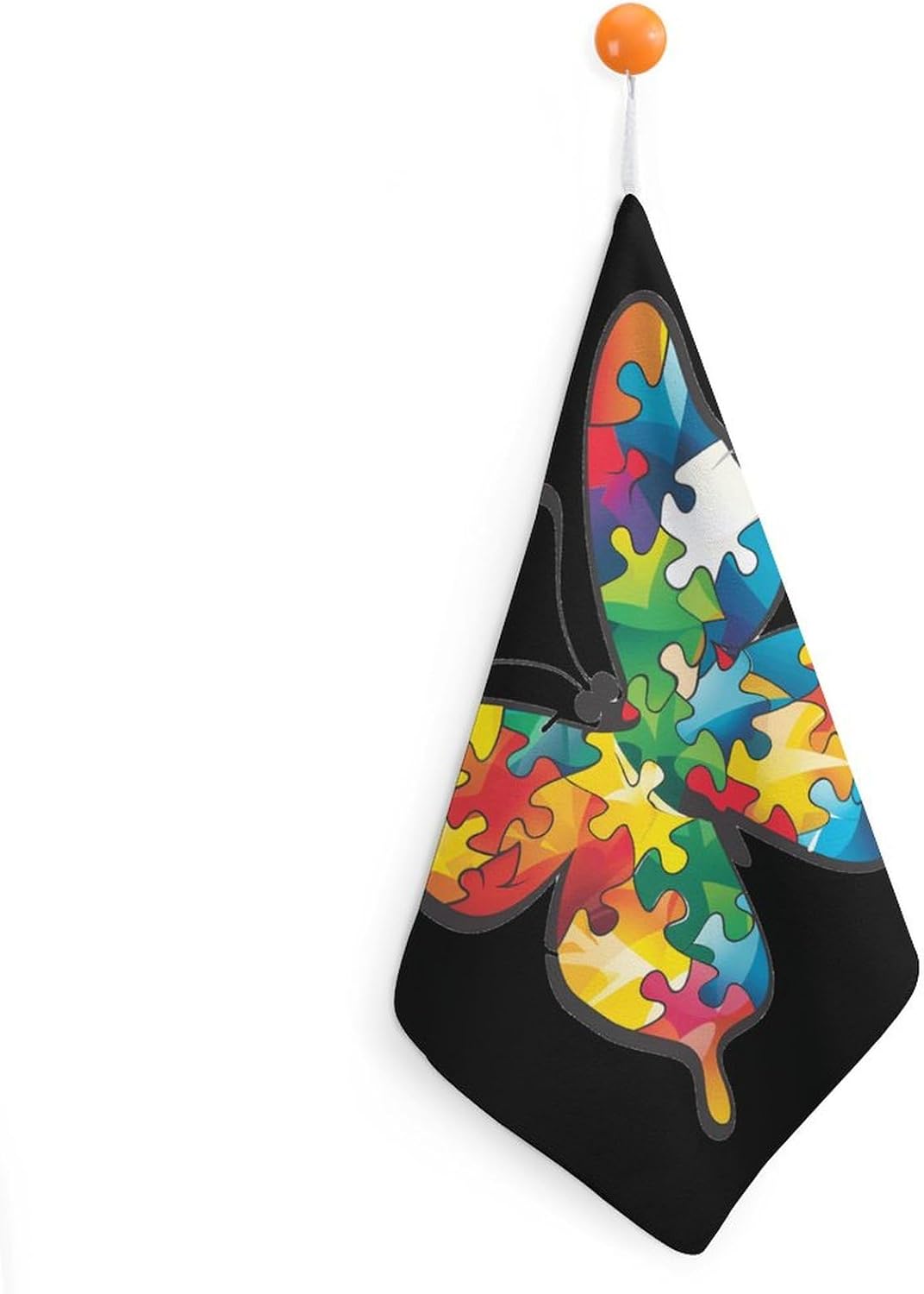 Autism Awareness Puzzle Butterfly Hand Towels Soft Bathroom Hand Towels Wash Face Cloth for Gym Yoga Bathroom Decor 1PCS