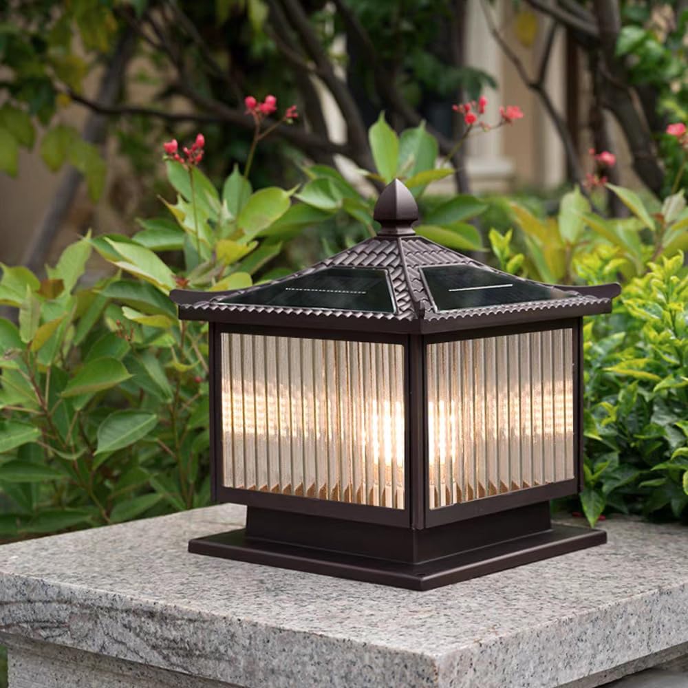 Solarna lampa kolumnowa zewnętrzna wodoodporna odlewana ciśnieniowo aluminiowa słupek lampy do ogrodu trawnika werandy willi ogrodzenia bramy