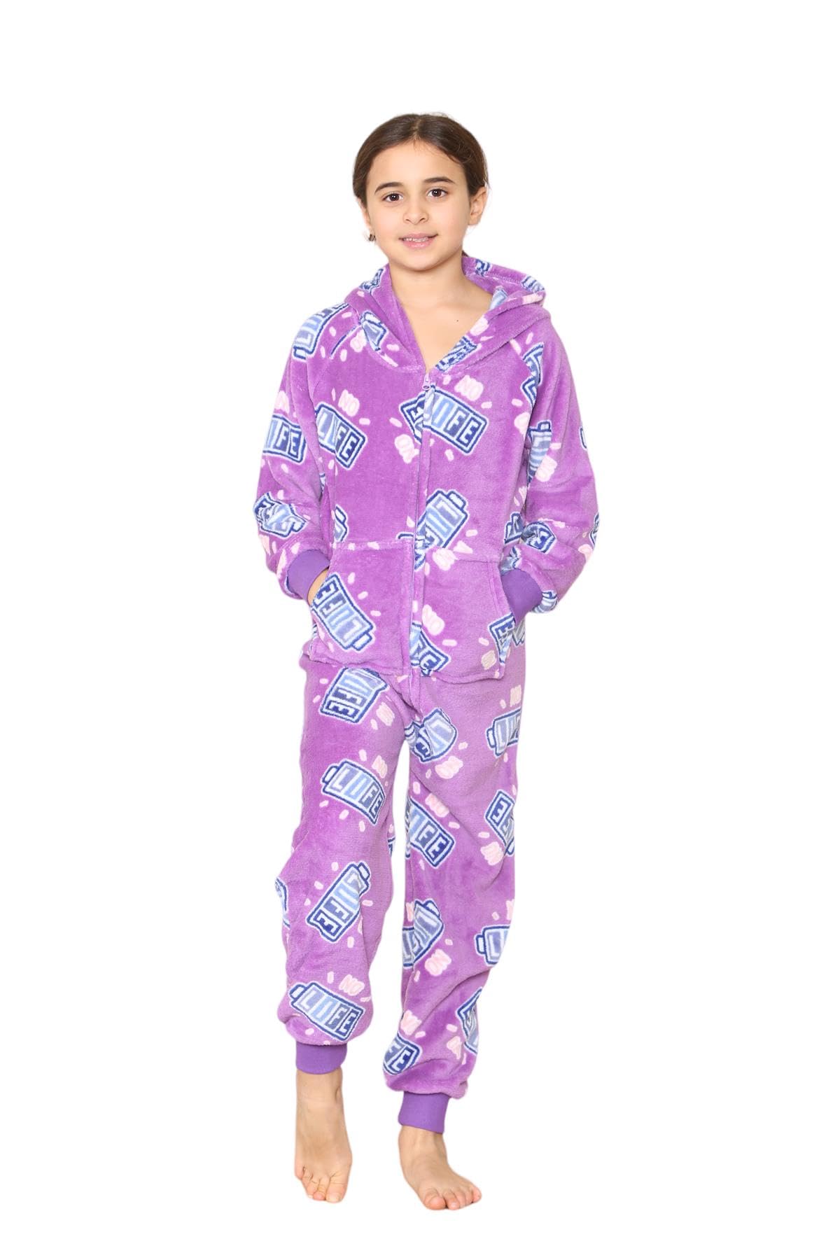 A2z 4 Kids Unisex Kids Purple A2z Kids No Life Print Onesie Pyjama Sets - E.soft 929 No Life ._5-6