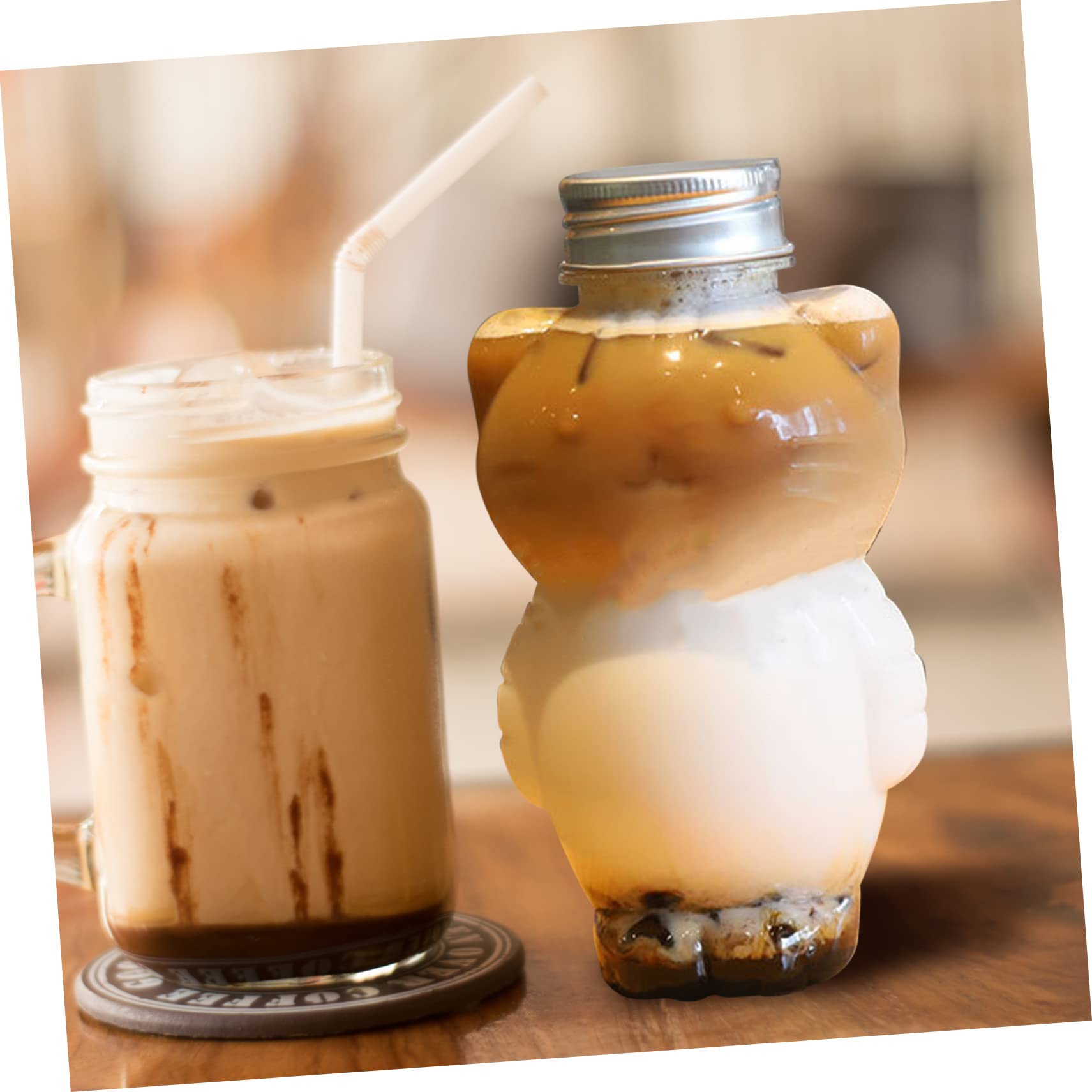 LIFKOME 6pcs Plastic Beverage Bottles Milk Tea Juice Bottle Reusable Juice for