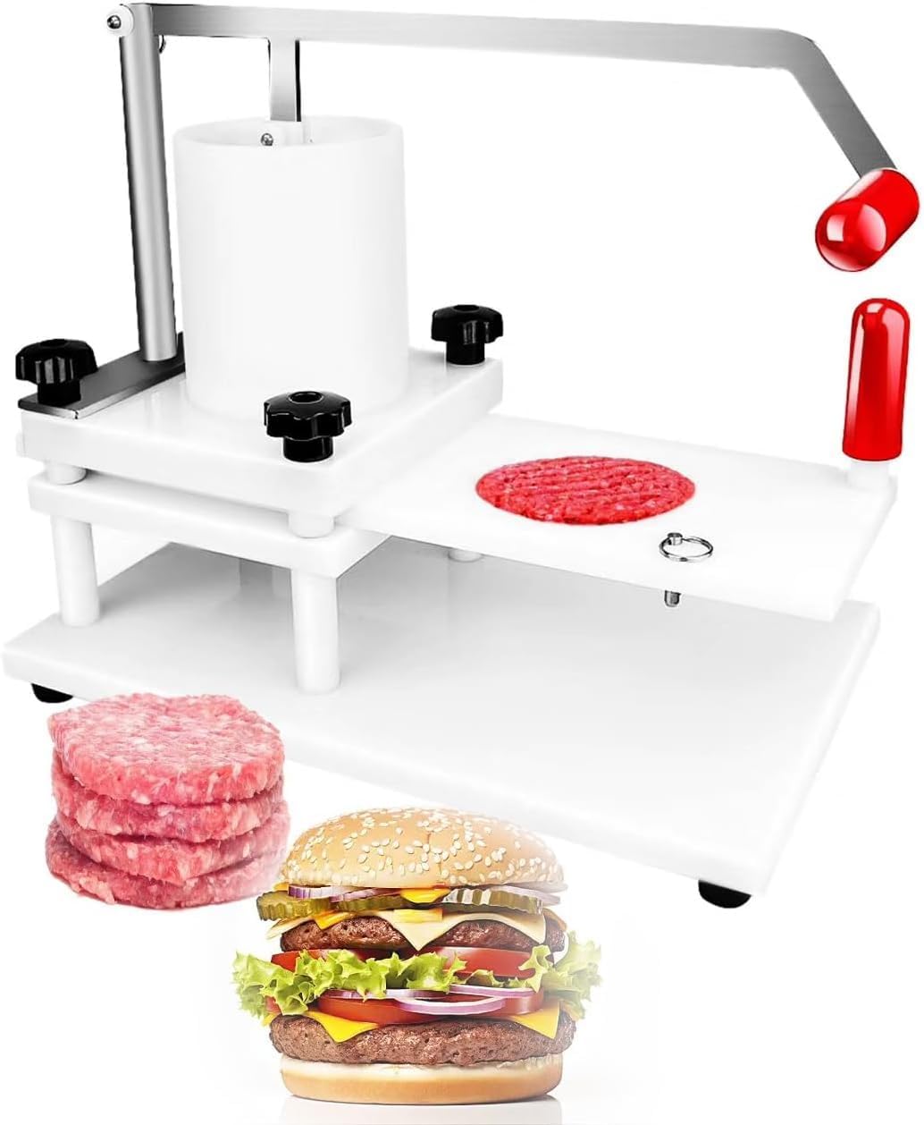 Pressa per hamburger manuale in acciaio inox, per fast food, ristoranti, catering e preparazione pasti, perfetto per polpette uniformi