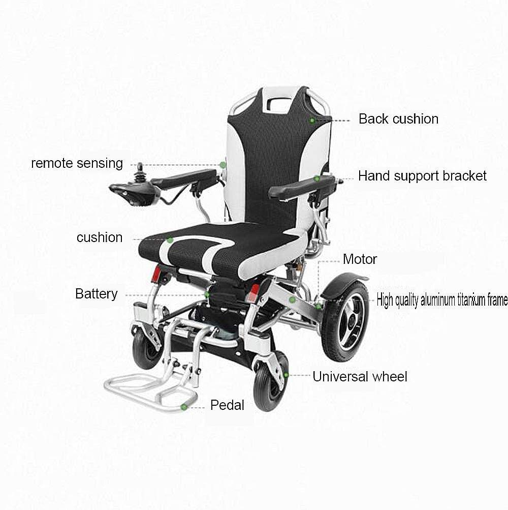 Sillas de Ruedas Eléctricas, Silla de Ruedas Manual Eléctrica Plegable Scooter Mde Aleación de Aluminio Rueda de Neumático de Goma Pararsonas Mayores Discapacitadas
