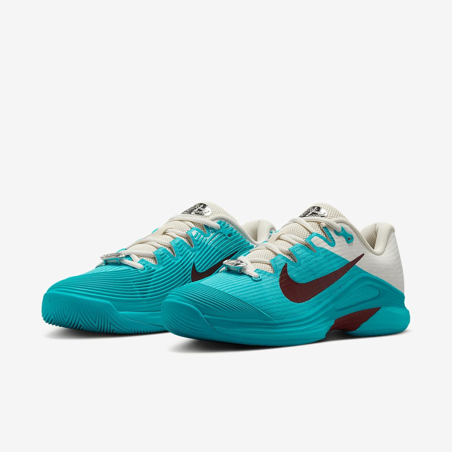 Nike Vapor 12 Premium Women's Hard Court Tennis Shoes (Dusty Cactus/Pale Ivory/Metallic Silver/Dark Team Red) Size 10