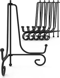 Lzerking Iron Display Stand 5 Packs, 6 Inches Plate Stand Picture Stand Photo Stand for Display, Black Foldable Easel Stand Holder for Photo Frame, Artwork, Collection, Decorative Plate, Book, Office
