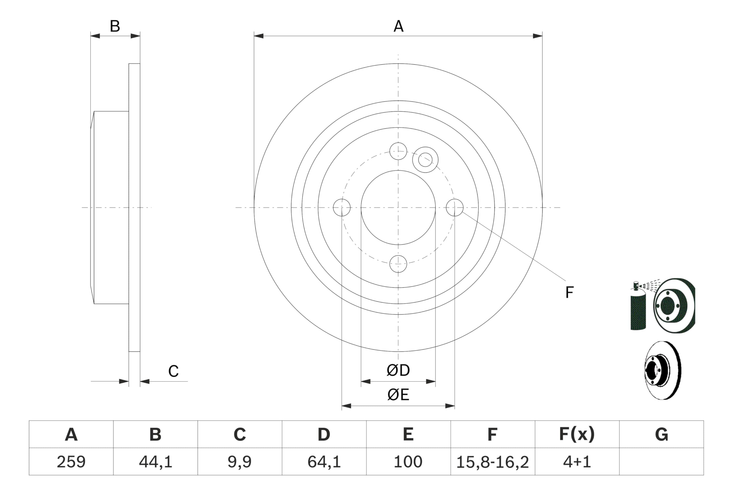 Juego de 2 Discos de Freno Bosch BD520 - Discos Macizos de 258.7 mm - Eje Trasero - Certificación ECE-R90 - Larga Vida Útil, protección anticorrosión avanzada - 1 Juego de 2 Discos