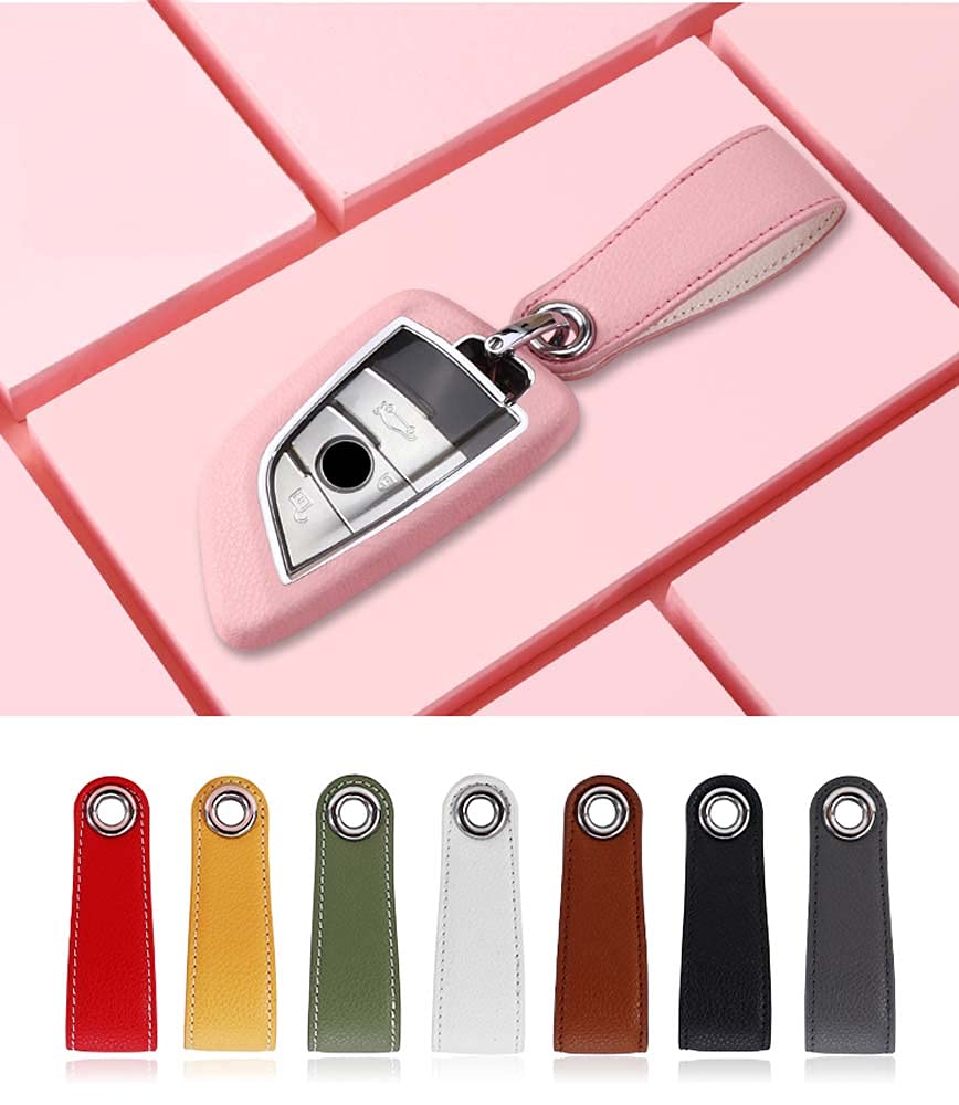 HIBEYO Custodia per Chiave Auto, Adatta per BMW Serie 1, 3, 4, 5, 6, 7, X3, X4, M4, M5, M6, GT3, GT5, I3, Telecomando (Solo keyless), Colore: Rosa