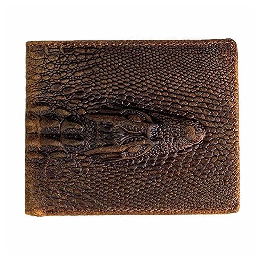 HRS Crocodiile Wallets for Men- Ultra Slim Genuine Leather Mens Bifold Wallet Vintage Personal with Alligator Embossed