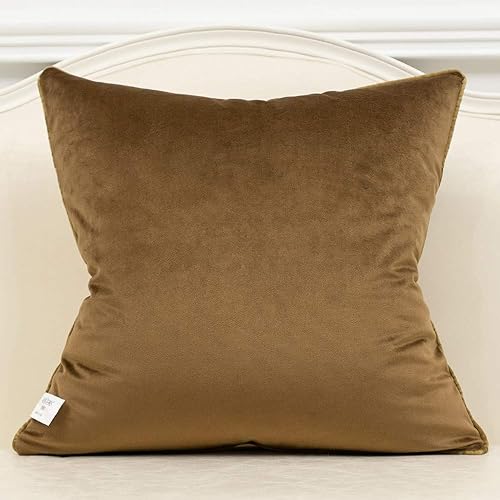 Miniatura 2 de Avigers Funda de cojín de terciopelo a rayas de cuero marrón, blanco, dorado, marrón, café, 22 x 22 pulgadas, funda de almohada decorativa para