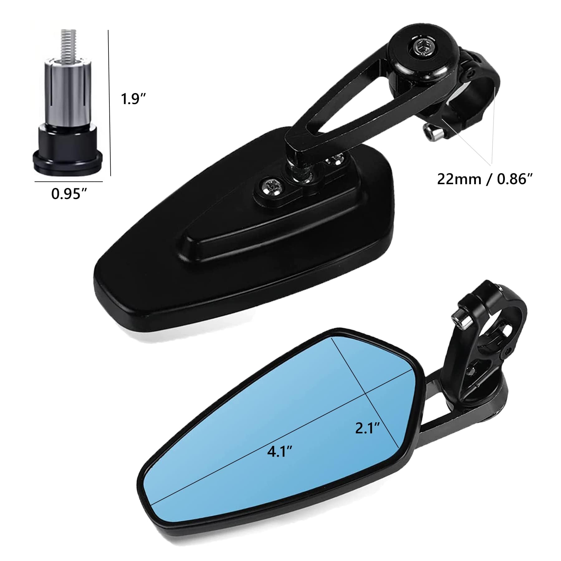 Heart Horse Rétroviseur de Moto Universel 7/8",Bar End Rétroviseurs CNC,Retroviseur Embout de Guidon Anti-Glare Rétroviseur Moto Latéraux pour Moto CBR600 FZ07 FZ09 MT03 MT07 MT09 Z125 Z900 (Bleu)