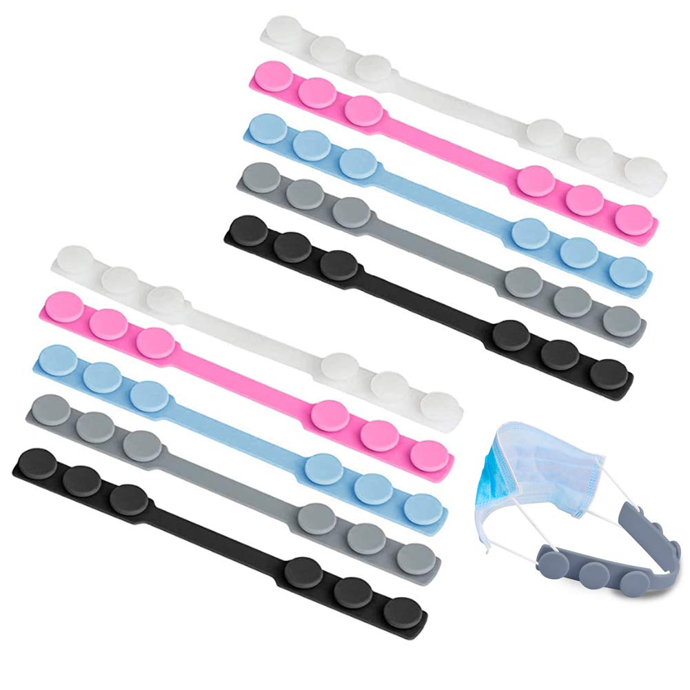 Masque Attache Crochets Boucles D'oreilles Silicone Extension Sangle Boucle de Protection Auditive pour Homme Femme (10 PCS)