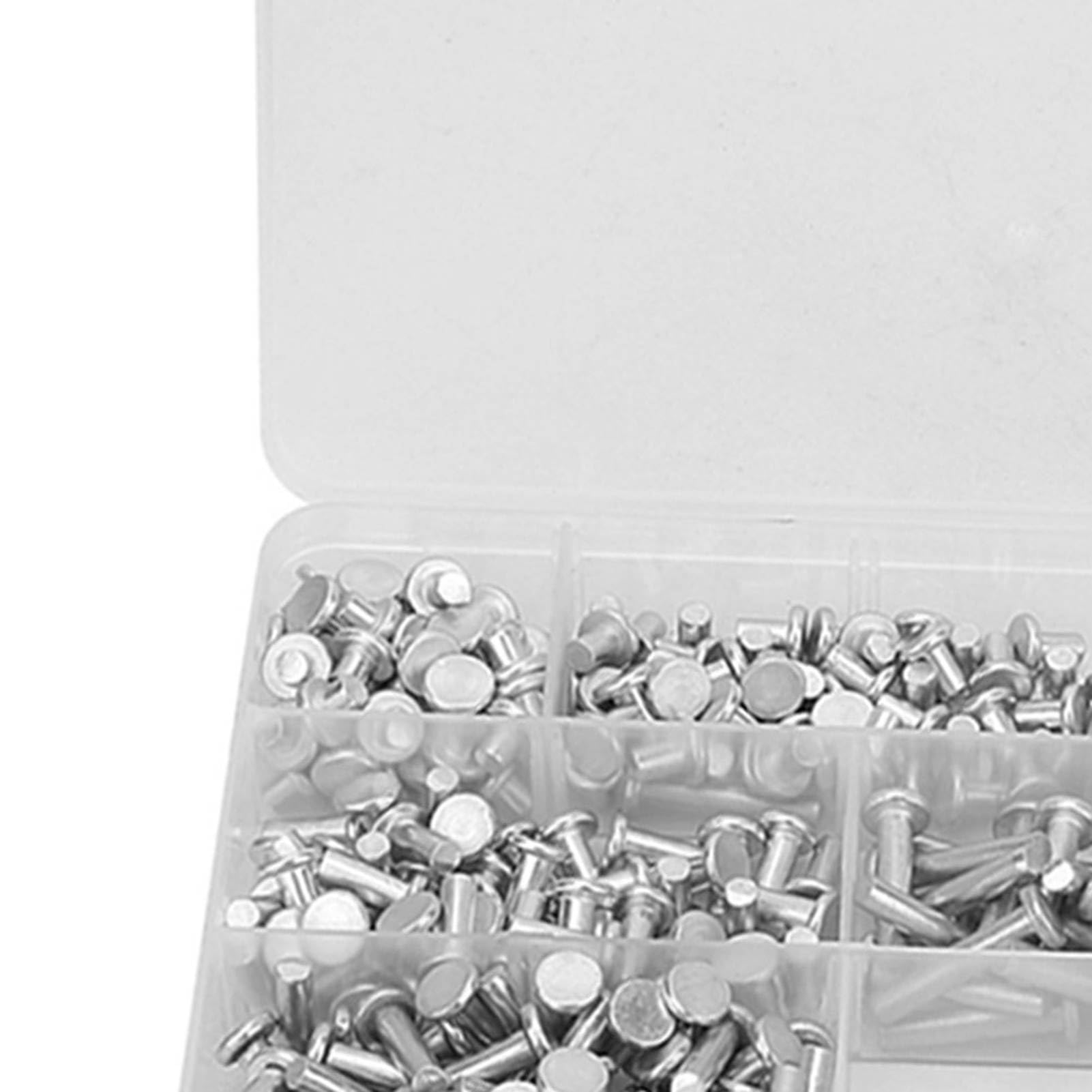 350 PCS M4 Alu Nieten, NIETEN SET Flat Head Solid Aluminium Nieten Sortment Kit 4/6/8/10/12/16/20 mm